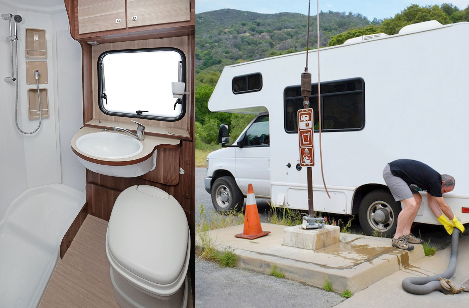 Portable RV/camper toilet and holding tank setup in Forrest City, Arkansas