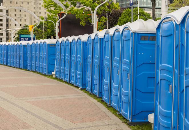 Seasonal porta potty units set up at a Forrest City, Arkansas venue