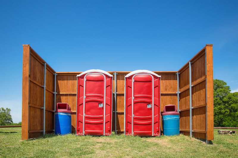 Short-term porta potty units staged for delivery in Forrest City, Arkansas